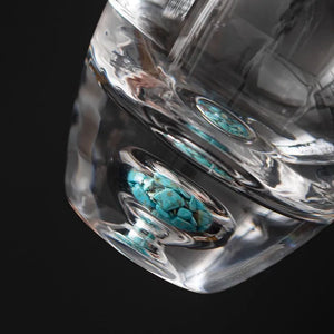 Turquoise high-grade crystal glass Gongfu tea set, new style light luxury household tea cup complete set, office gift box