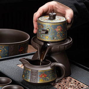 Zisha automatic tea set, household kung fu light luxury high-end 2025 new lazy stone mill tea making artifact for gift.