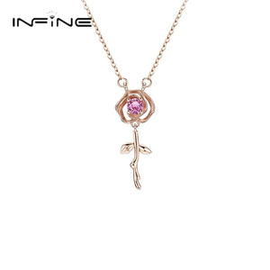Pure diamond Little Prince rose necklace, luxury Valentine's Day birthday gift, for girlfriend, clavicle chain.
