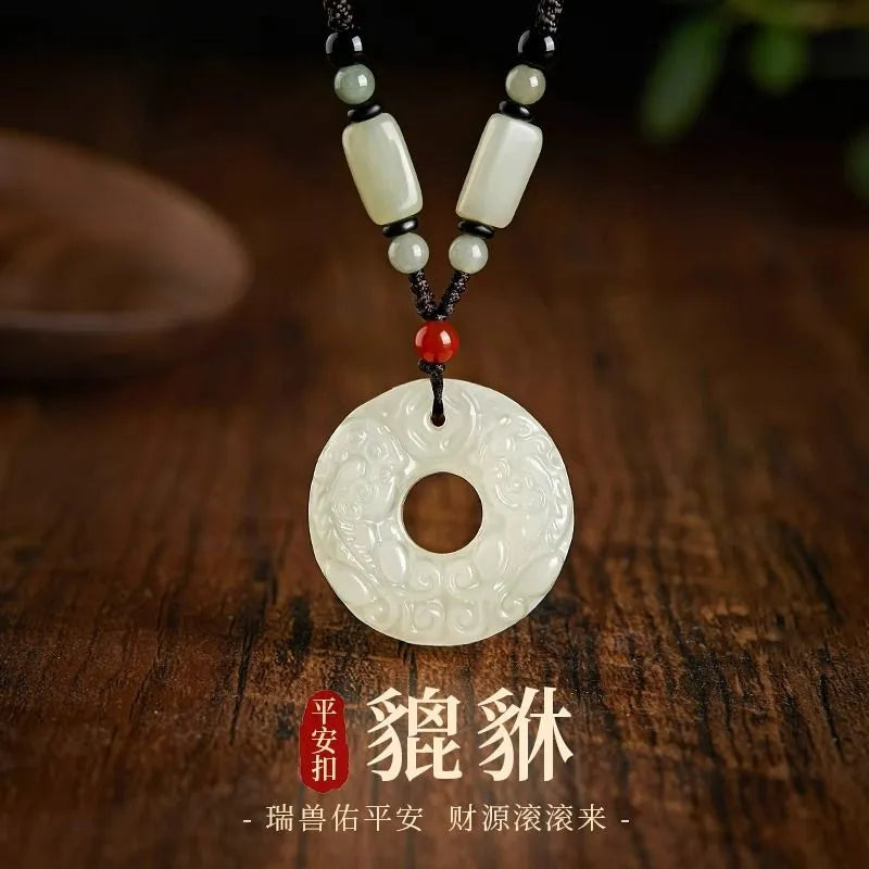 Peace - buckle and Pixiu Necklace, a niche - style piece suitable for both women and men. Ideal as a New Year, festival, or birthday gift for your girlfriend or boyfriend Ornaments