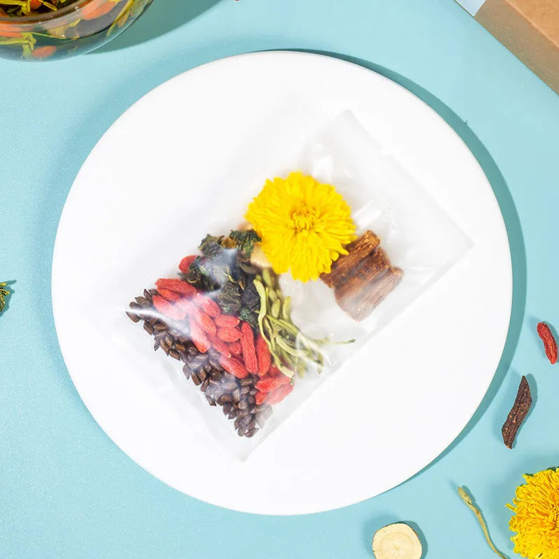 Honeysuckle, Chrysanthemum, Wolfberry and Cassia Seed Tea, Cooling Flower Tea for Clearing Heat in Summer, and Health-preserving Combination Tea Bags for Autumn and Winter