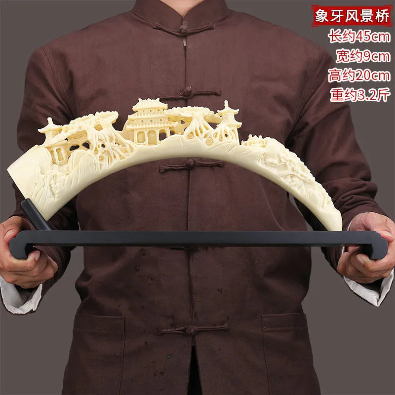 Chinese - style Imitation Ivory Ornaments: These handicrafts are perfect for decorating the living room (on the wine cabinet or TV stand), office, study, or the entrance porch.