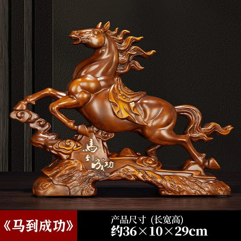 Horse-drawn carriage and horse ornaments handicrafts, symbolizing "achieve immediate success" and "attracting wealth like the lucky cabbage", are ideal gifts for the living room, office, boss's desk or for business openings.