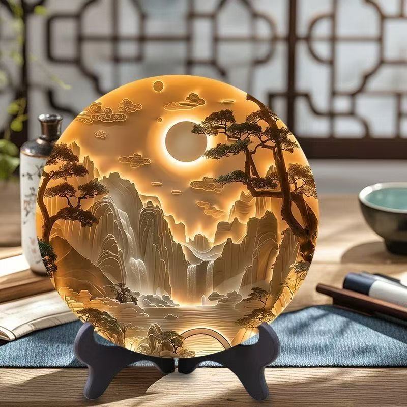 Ancient style imitation relief three-dimensional sense of the disc ornaments study tea room desk exquisite table creative gift for friends