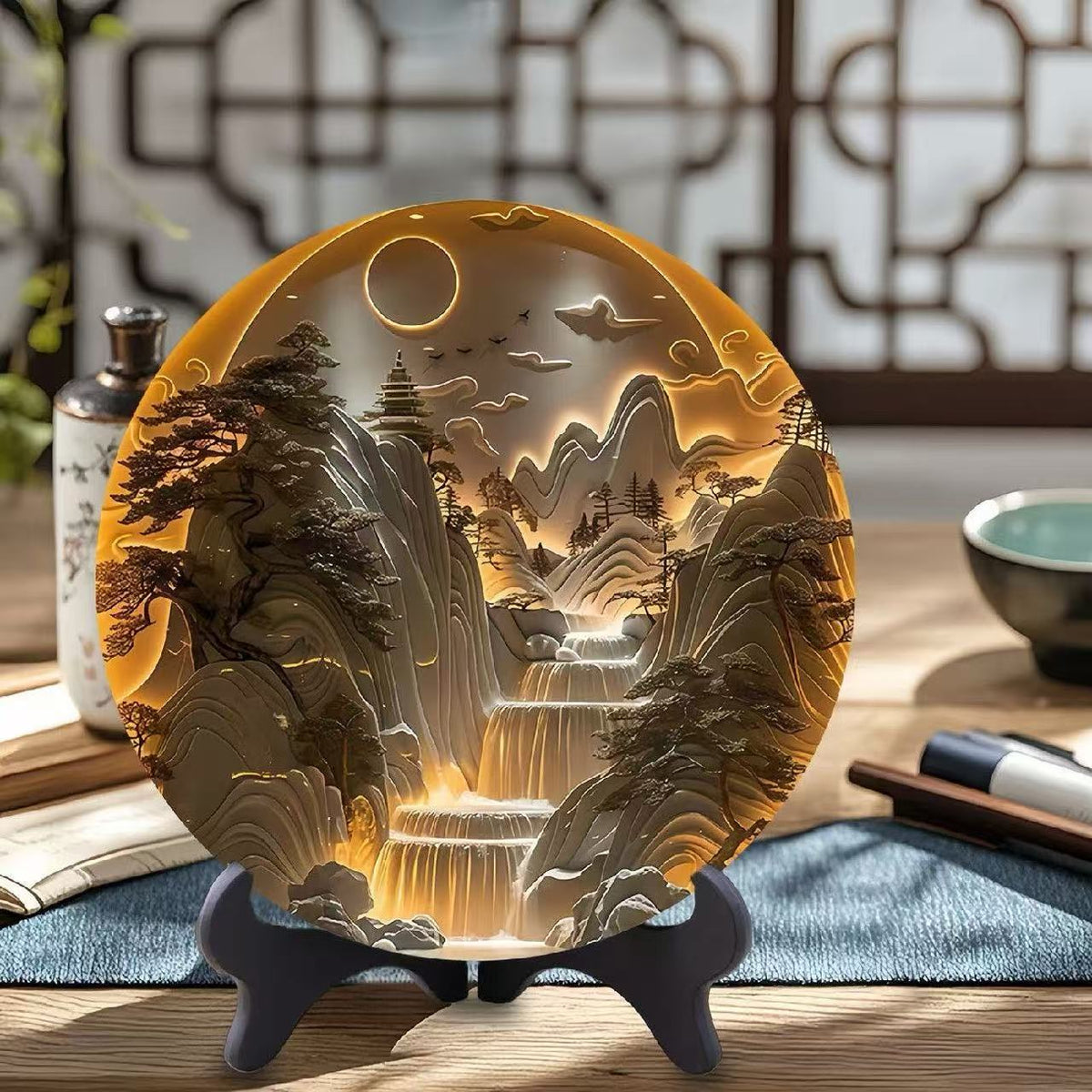 Ancient style imitation relief three-dimensional sense of the disc ornaments study tea room desk exquisite table creative gift for friends