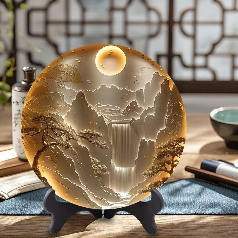 Ancient style imitation relief three-dimensional sense of the disc ornaments study tea room desk exquisite table creative gift for friends