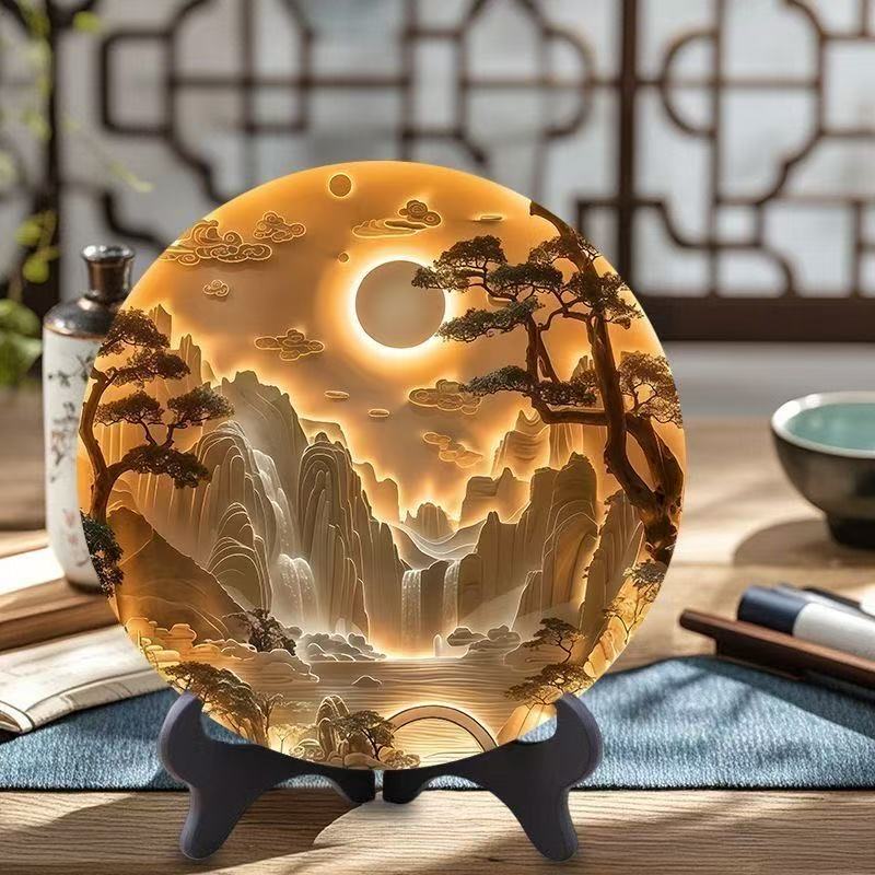 Ancient style imitation relief three-dimensional sense of the disc ornaments study tea room desk exquisite table creative gift for friends