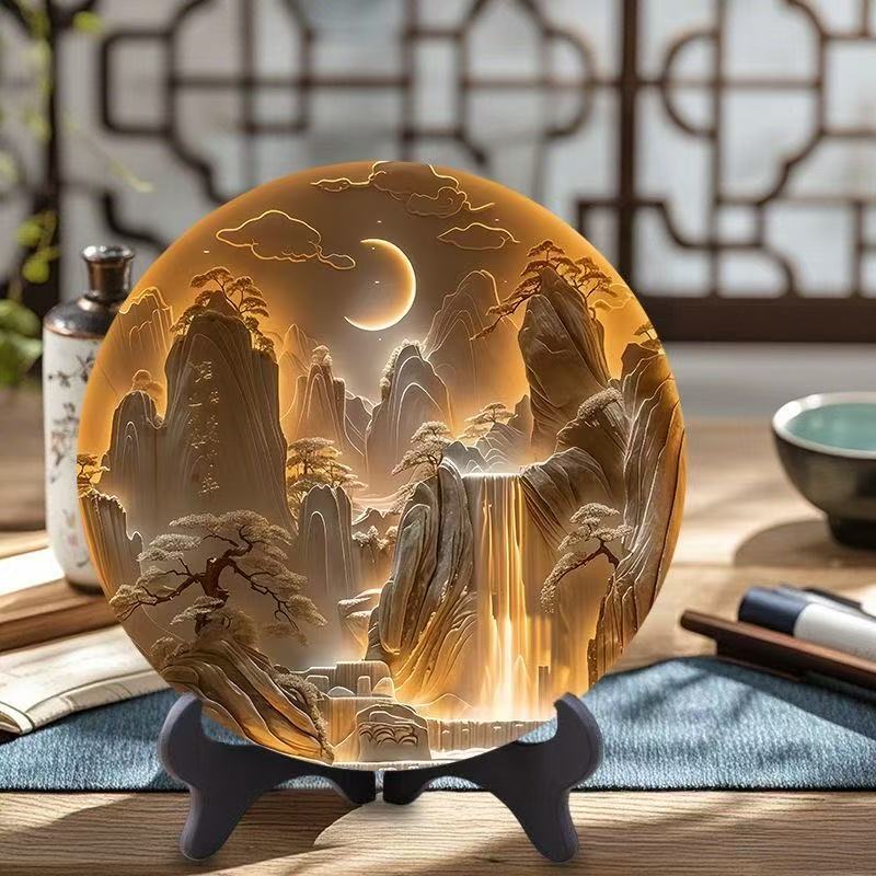 Ancient style imitation relief three-dimensional sense of the disc ornaments study tea room desk exquisite table creative gift for friends