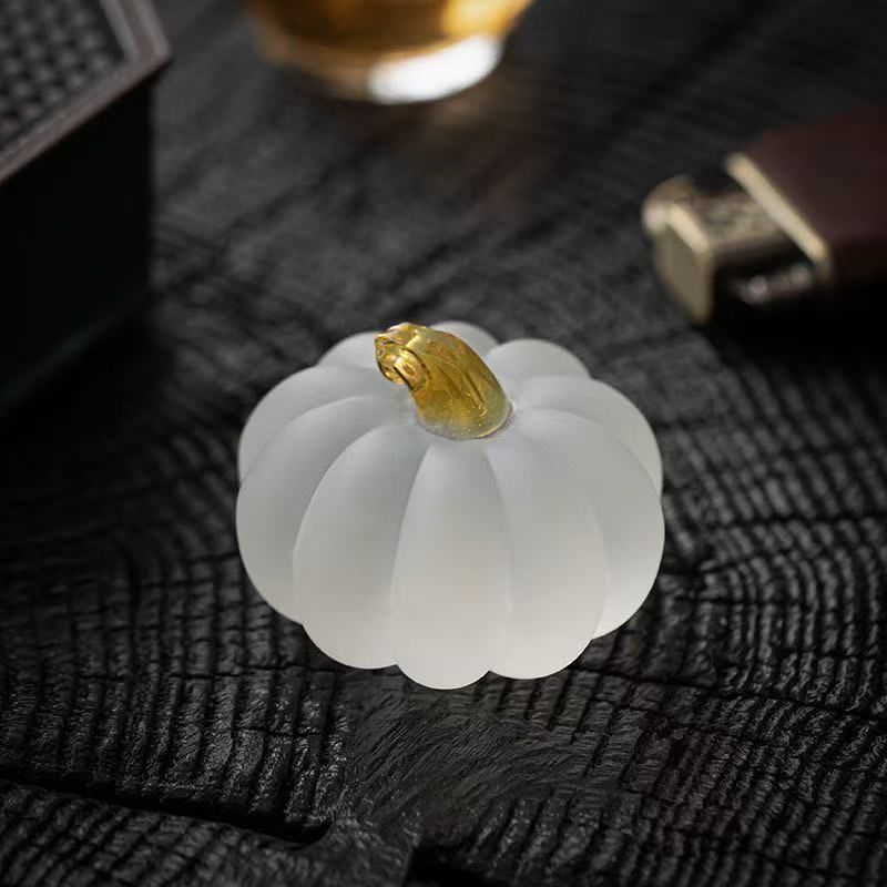 Creative tea tray tea table small ornaments high borosilicate glass pumpkin tea pet home Zen frosted cover tea ceremony accessories