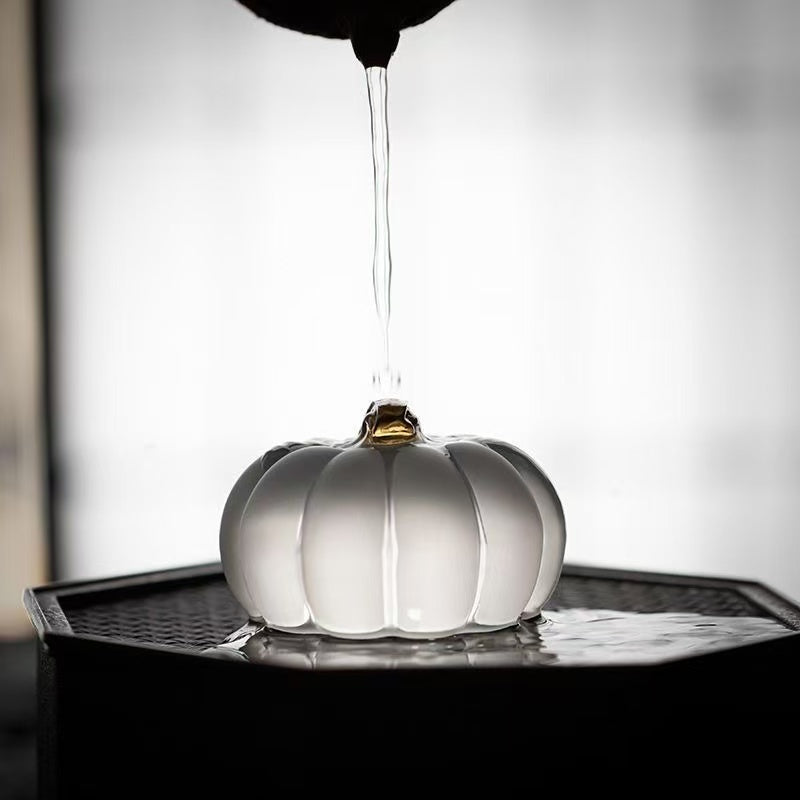 Creative tea tray tea table small ornaments high borosilicate glass pumpkin tea pet home Zen frosted cover tea ceremony accessories