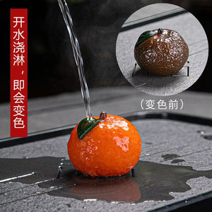 Auspicious tea pets that attract wealth and change color, orange and lychee tea sets, exquisite tea toys, creative tea trays and small ornaments