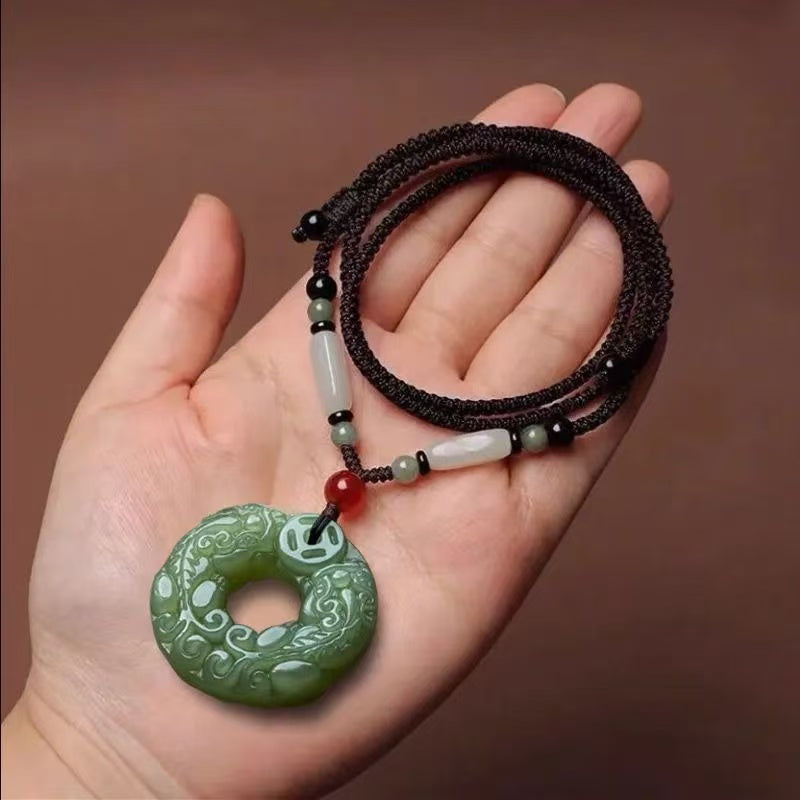 Double-sided carved Pixiu pendant for men and women, jade Pichu lucky couple's Pixiu pendant, jade pendant