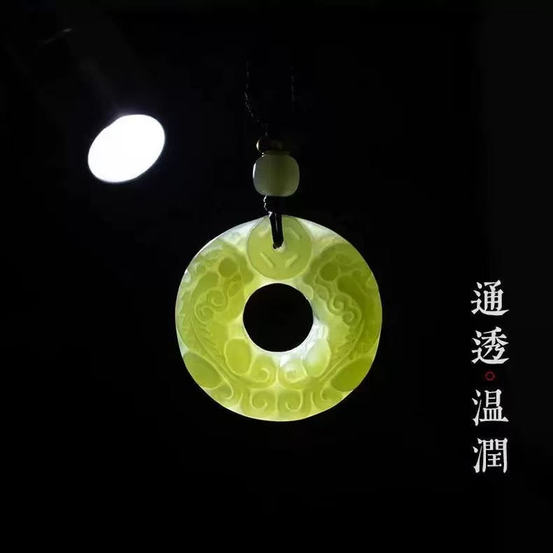 Double-sided carved Pixiu pendant for men and women, jade Pichu lucky couple's Pixiu pendant, jade pendant