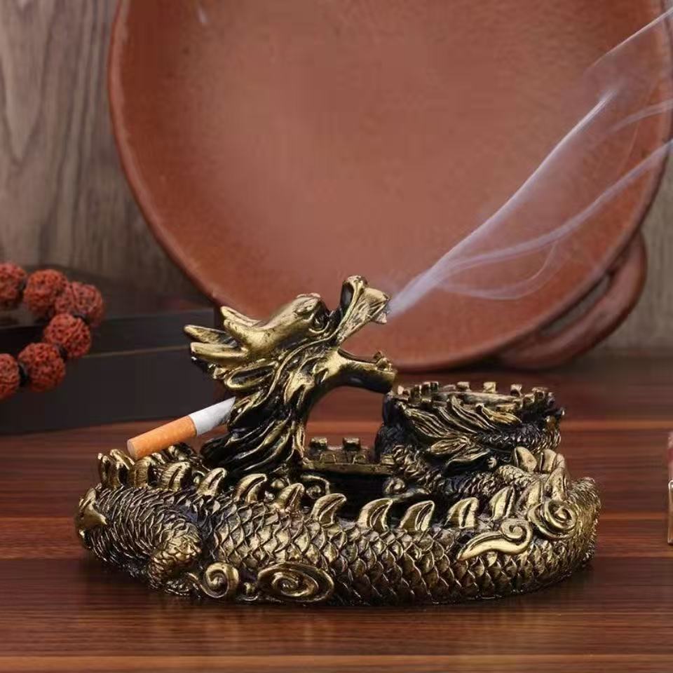 Creative personality Panlong ashtray ornaments net celebrity living room Chinese style office advanced retro home multifunctional