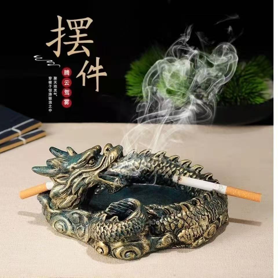Creative personality Panlong ashtray ornaments net celebrity living room Chinese style office advanced retro home multifunctional