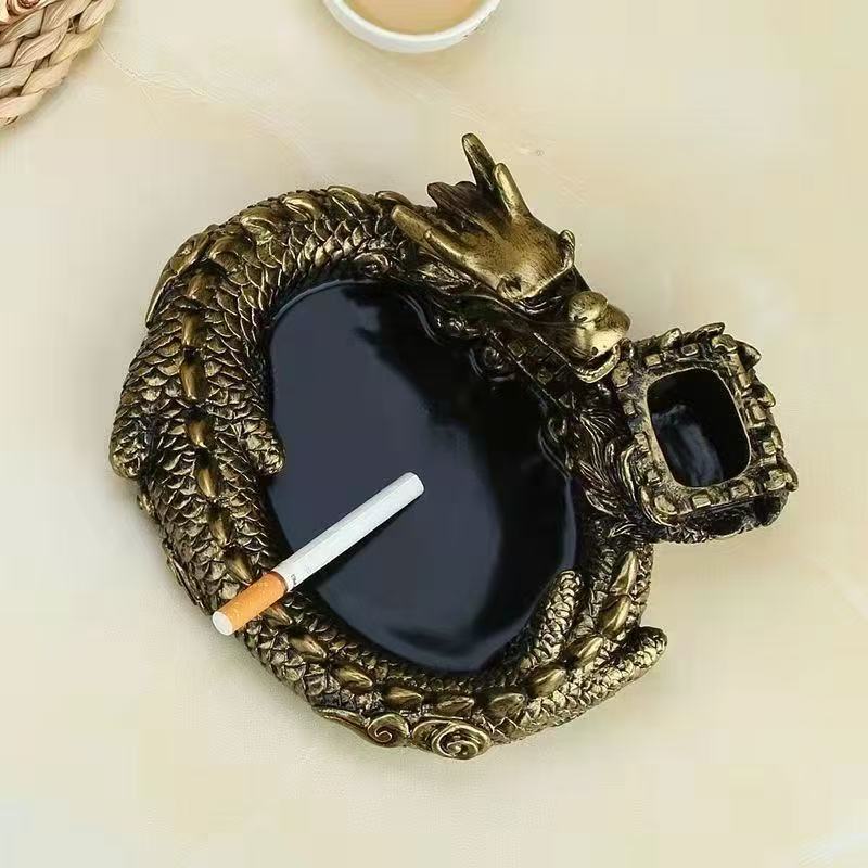 Creative personality Panlong ashtray ornaments net celebrity living room Chinese style office advanced retro home multifunctional