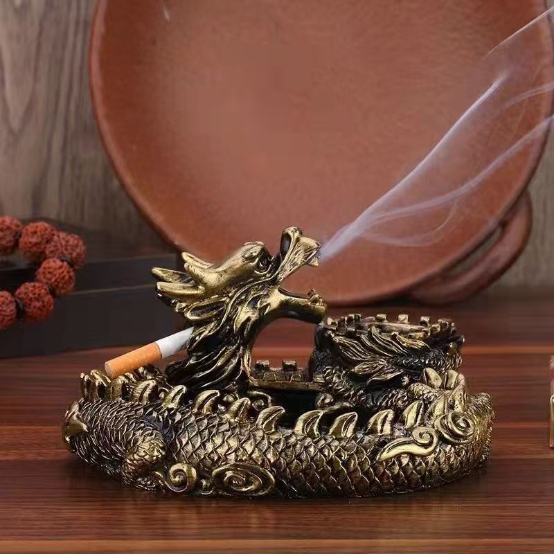 Creative personality Panlong ashtray ornaments net celebrity living room Chinese style office advanced retro home multifunctional