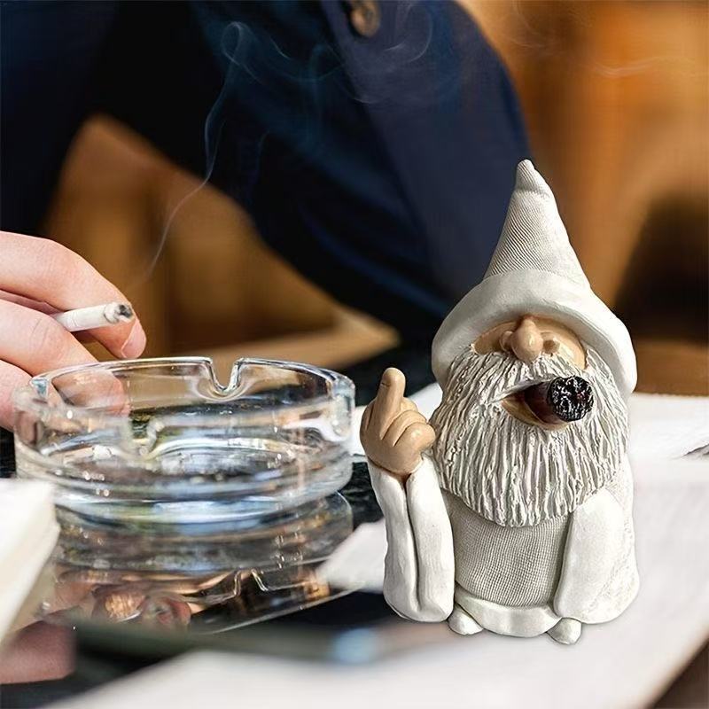 Quirky Smoking Gnome Grandpa Spirit Sculpture Ornament Garden Home Decor Courtyard Decorative Piece Handcrafted Artwork