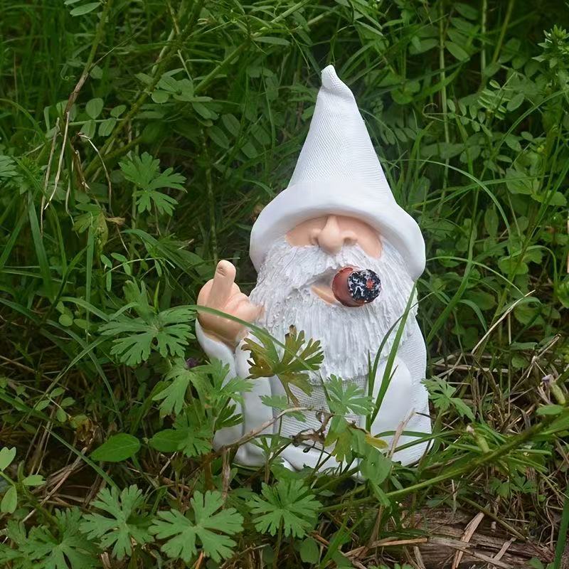 Quirky Smoking Gnome Grandpa Spirit Sculpture Ornament Garden Home Decor Courtyard Decorative Piece Handcrafted Artwork