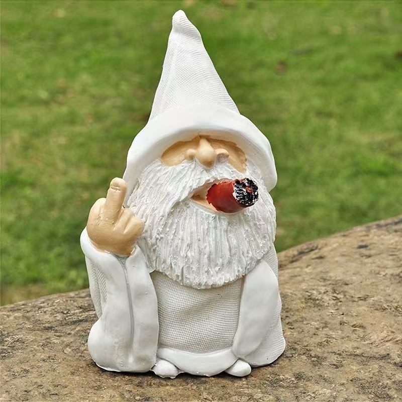 Quirky Smoking Gnome Grandpa Spirit Sculpture Ornament Garden Home Decor Courtyard Decorative Piece Handcrafted Artwork