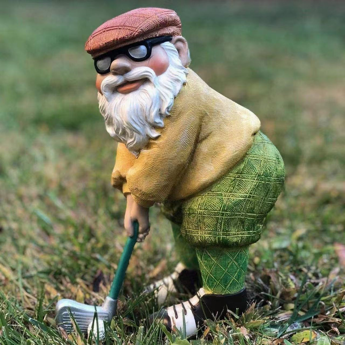 Personalized Golfing Gnome Resin Figurine 3D White Beard Miniature Statue Indoor/Outdoor Room Decor Craft
