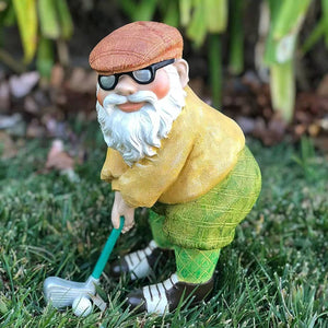 Personalized Golfing Gnome Resin Figurine 3D White Beard Miniature Statue Indoor/Outdoor Room Decor Craft