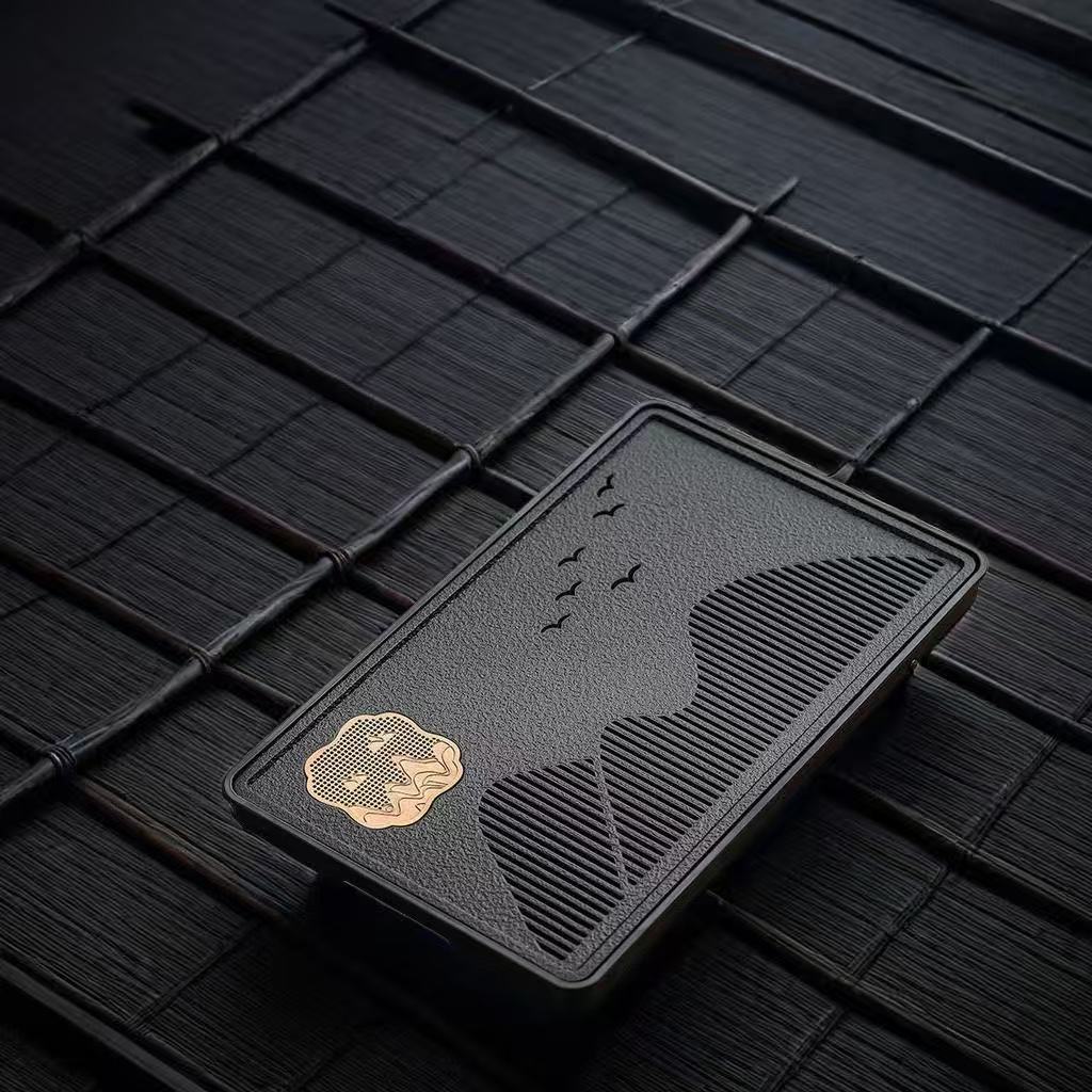 Compact Tea Tray Home Tea Tray New Arrival High-End Living Room Imitation Black Jade Stone Tea Bowl Tea Set Dry-Brewing Mini Tea Station