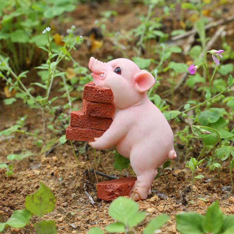 Micro landscape ornaments for rural gardens and gardens, childlike and cute pig ornaments