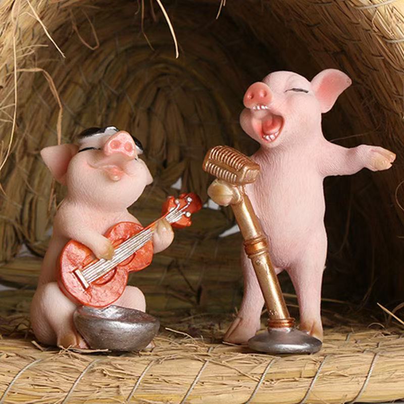 Micro landscape ornaments for rural gardens and gardens, childlike and cute pig ornaments