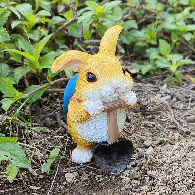 Pastoral wind shovel hoe rabbit ornaments garden outdoor courtyard bonsai decoration hand-held office auspicious gift