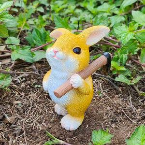Pastoral wind shovel hoe rabbit ornaments garden outdoor courtyard bonsai decoration hand-held office auspicious gift