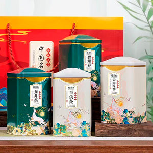Four major green teas Longjing tea Maojian Biluochun cloud mist green tea new tea canned tea gift box 500g