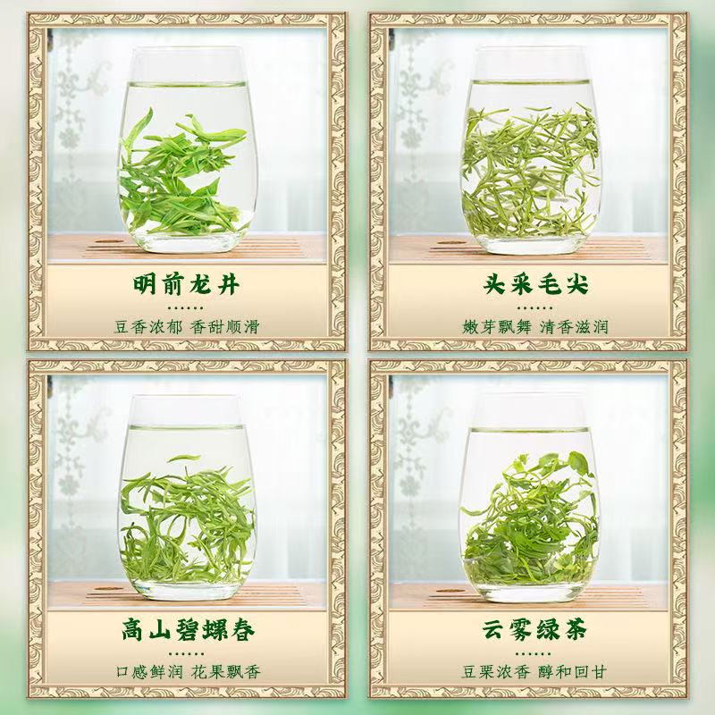 Four major green teas Longjing tea Maojian Biluochun cloud mist green tea new tea canned tea gift box 500g