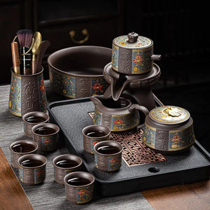 Zisha automatic tea set, household kung fu light luxury high-end 2025 new lazy stone mill tea making artifact for gift.