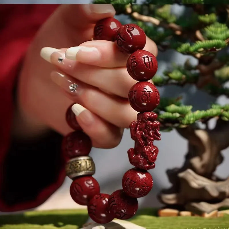 Cinnabar Pixiu Bracelet, a Protection Amulet for the Year of the Snake. This is an ideal high - end gift for relatives and friends, symbolizing peace and good fortune Ornaments