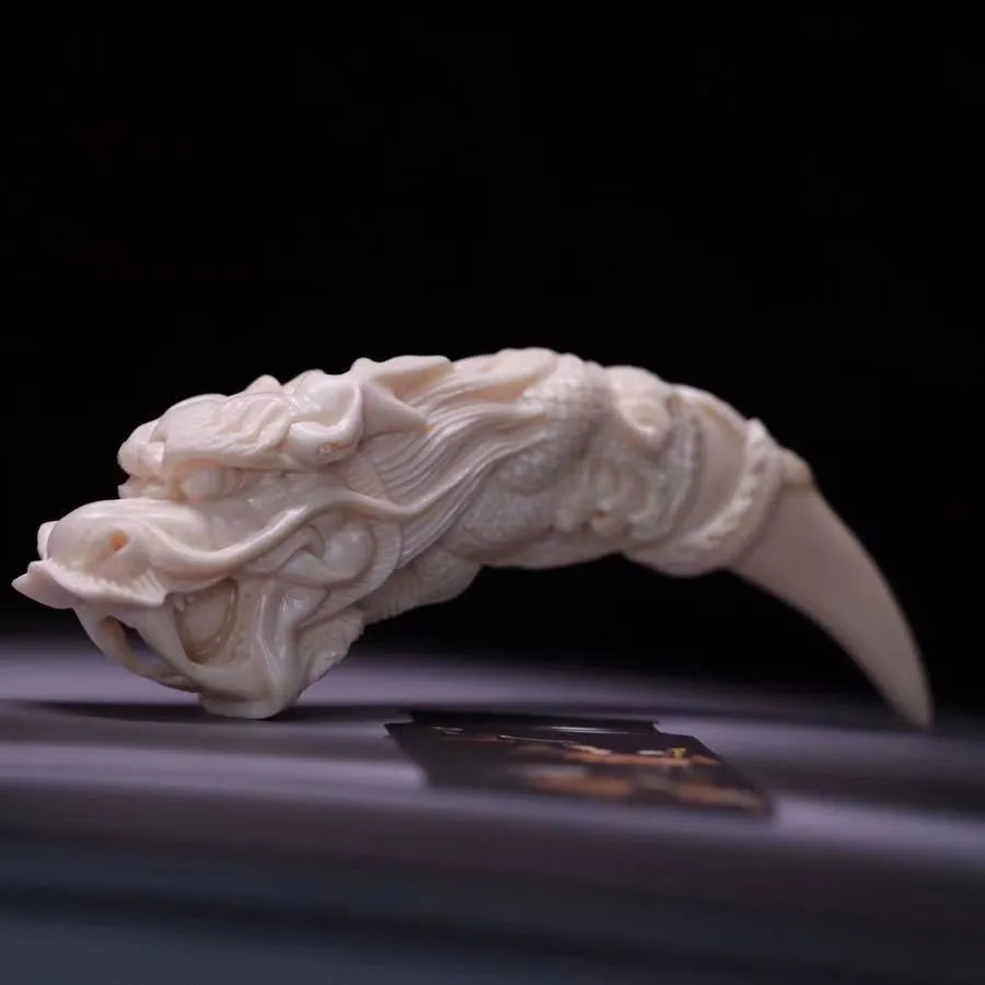 Mammoth Ivory Pendant with the Statue of Acala and Nine Dragons Design