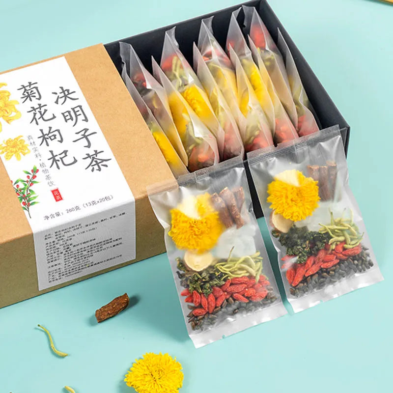 Honeysuckle, Chrysanthemum, Wolfberry and Cassia Seed Tea, Cooling Flower Tea for Clearing Heat in Summer, and Health-preserving Combination Tea Bags for Autumn and Winter