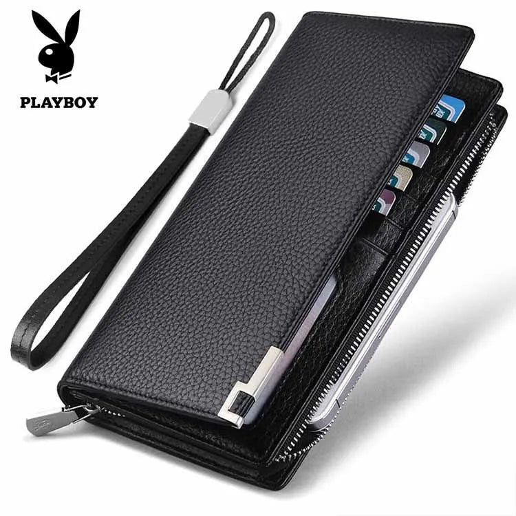 PLAYBOY Long Wallet for Men - Stylish Zippered Wallet, Long Clutch, Business Handbag, High - end Men's Long Wallet