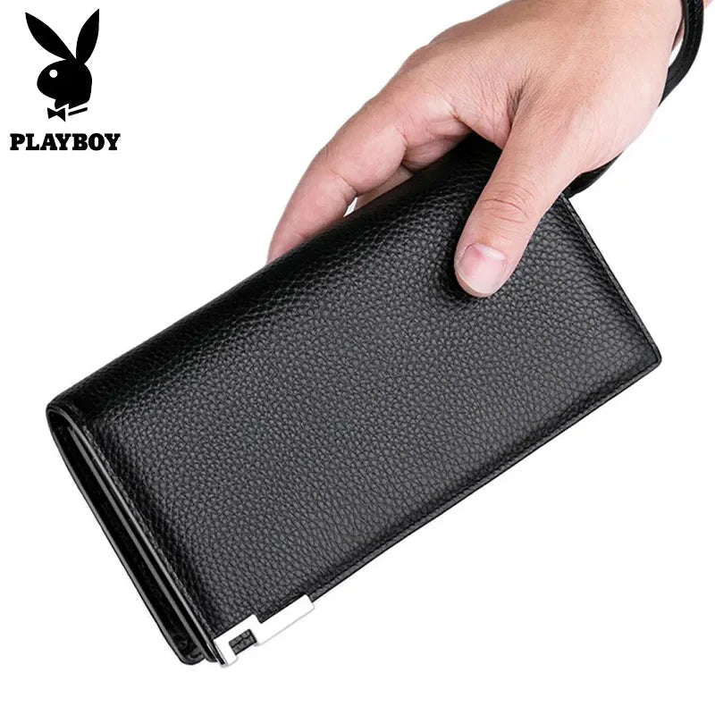 PLAYBOY Long Wallet for Men - Stylish Zippered Wallet, Long Clutch, Business Handbag, High - end Men's Long Wallet