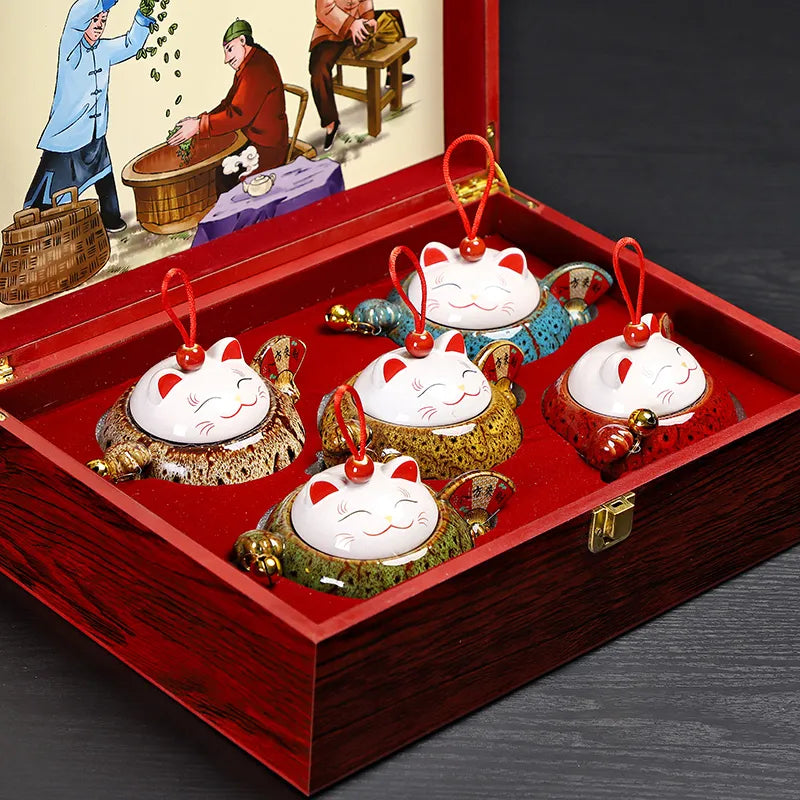 Tea Gift Box - Assorted Special - Grade Tieguanyin, Jinjunmei, Dahongpao and Lapsang Souchong in Small Cans