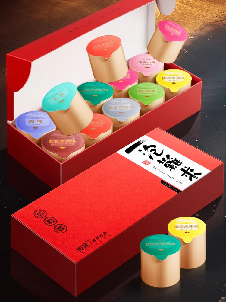 Tasting Set of Ten Famous Teas, Small Zhong (Zhengshan) Congou, Tieguanyin, Green Tea, Narcissus Tea, Da Hong Pao, Fengqing Dianhong, Small Cans, Loose Leaf, Self-Drinking Tea