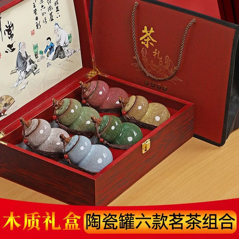 Tea Gift Box - Assorted Special - Grade Tieguanyin, Jinjunmei, Dahongpao and Lapsang Souchong in Small Cans