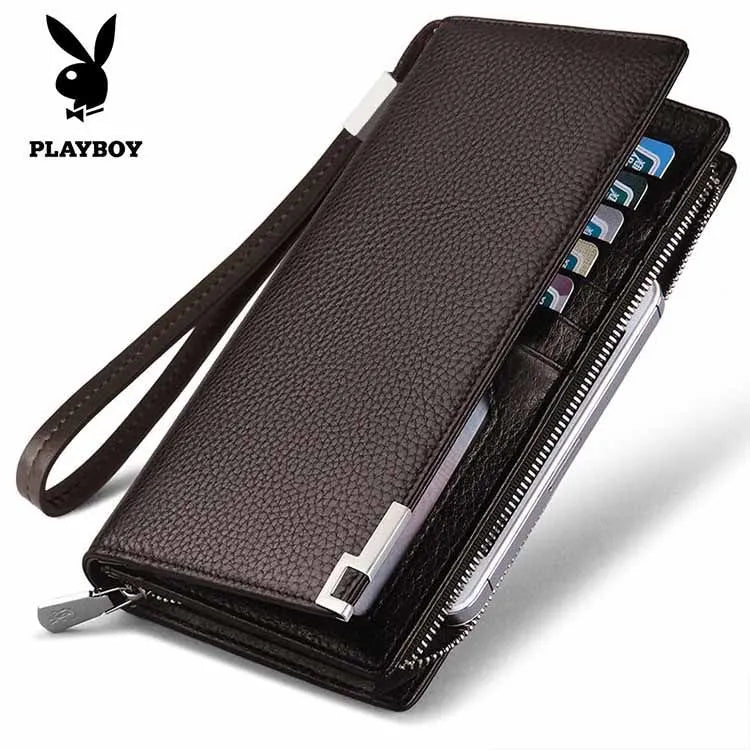 PLAYBOY Long Wallet for Men - Stylish Zippered Wallet, Long Clutch, Business Handbag, High - end Men's Long Wallet