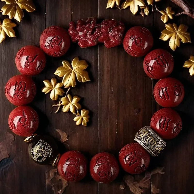 Cinnabar Pixiu Bracelet, a Protection Amulet for the Year of the Snake. This is an ideal high - end gift for relatives and friends, symbolizing peace and good fortune Ornaments