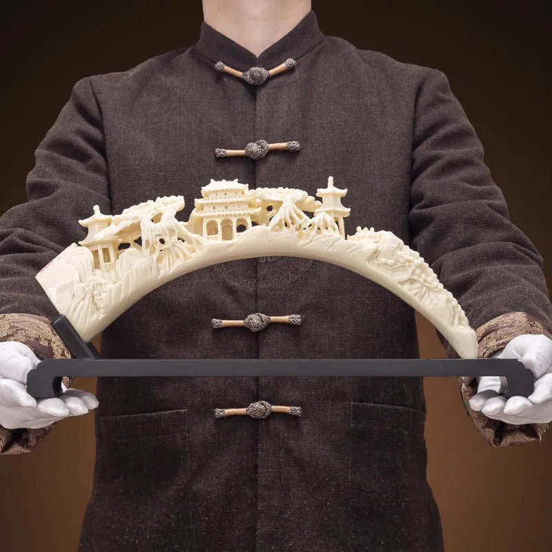 Chinese - style Fortune - attracting Imitation Ivory Ornament, a decorative handicraft for home living room wine cabinets, office desks, and antique display shelves