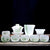 Light luxury high-end loure kung fu tea set, suitable for household, living room, office meeting and gift-giving, with jade porcelain tea cups and gift box