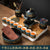 Light luxury automatic tea set with "Thousand Miles of Rivers and Mountains" creative teapot and kung fu tea cups, high-end lazy office teapot.