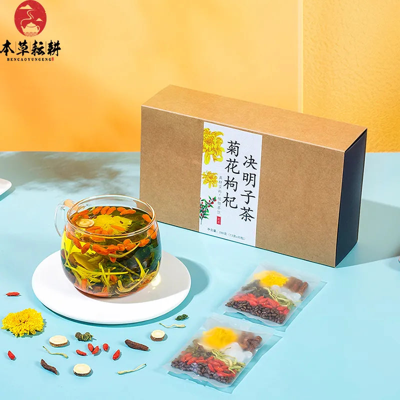 Honeysuckle, Chrysanthemum, Wolfberry and Cassia Seed Tea, Cooling Flower Tea for Clearing Heat in Summer, and Health-preserving Combination Tea Bags for Autumn and Winter