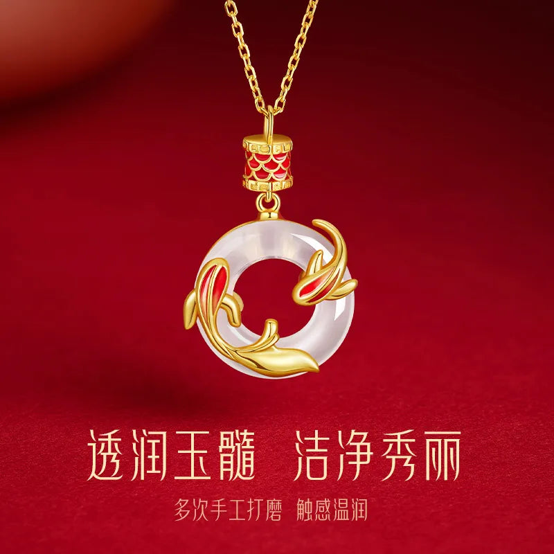Zhenshangyin S925 Koi - themed Peace - buckle Pendant Necklace, an elegant and luxurious new addition