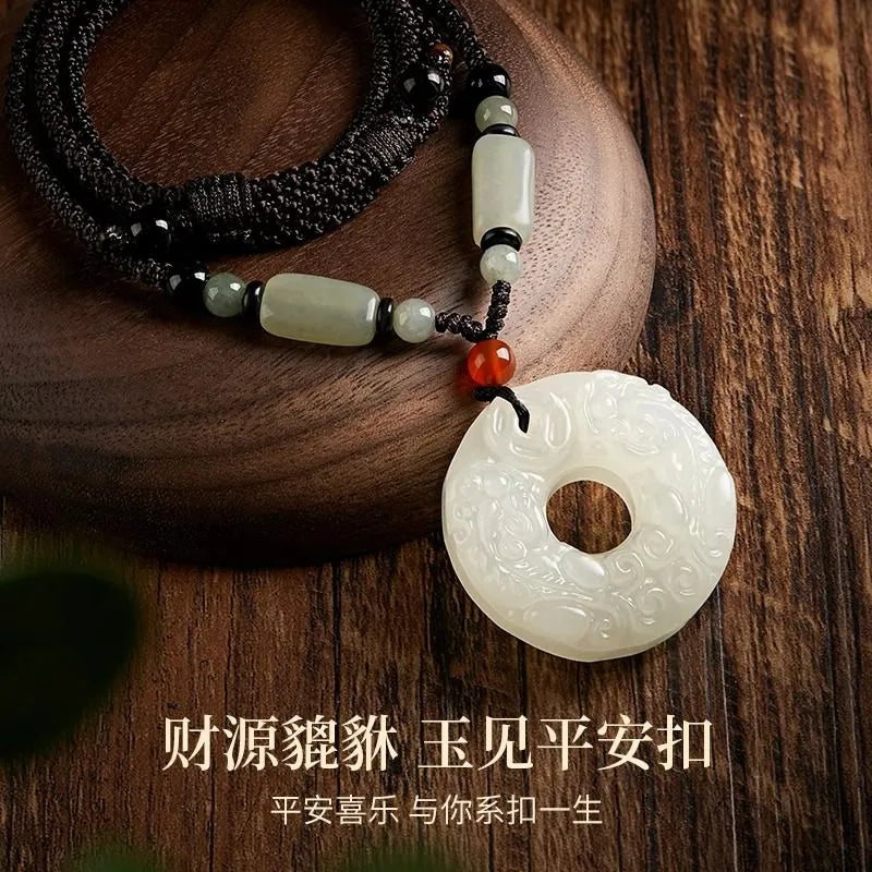 Peace - buckle and Pixiu Necklace, a niche - style piece suitable for both women and men. Ideal as a New Year, festival, or birthday gift for your girlfriend or boyfriend Ornaments